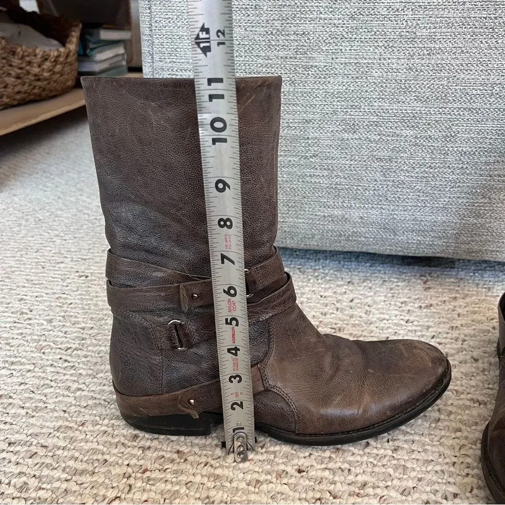 Vera Wang Lavender Label Kippy Leather Moto Mid Boot Distressed
